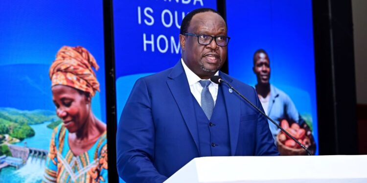 Mumba-Kalifungwa-the-Chief-Executive-of-Stanbic-Bank-Uganda-making-remarks-during-the-financial-results-release-event-at-Sheraton-Hotel-in-Kampala-750x375
